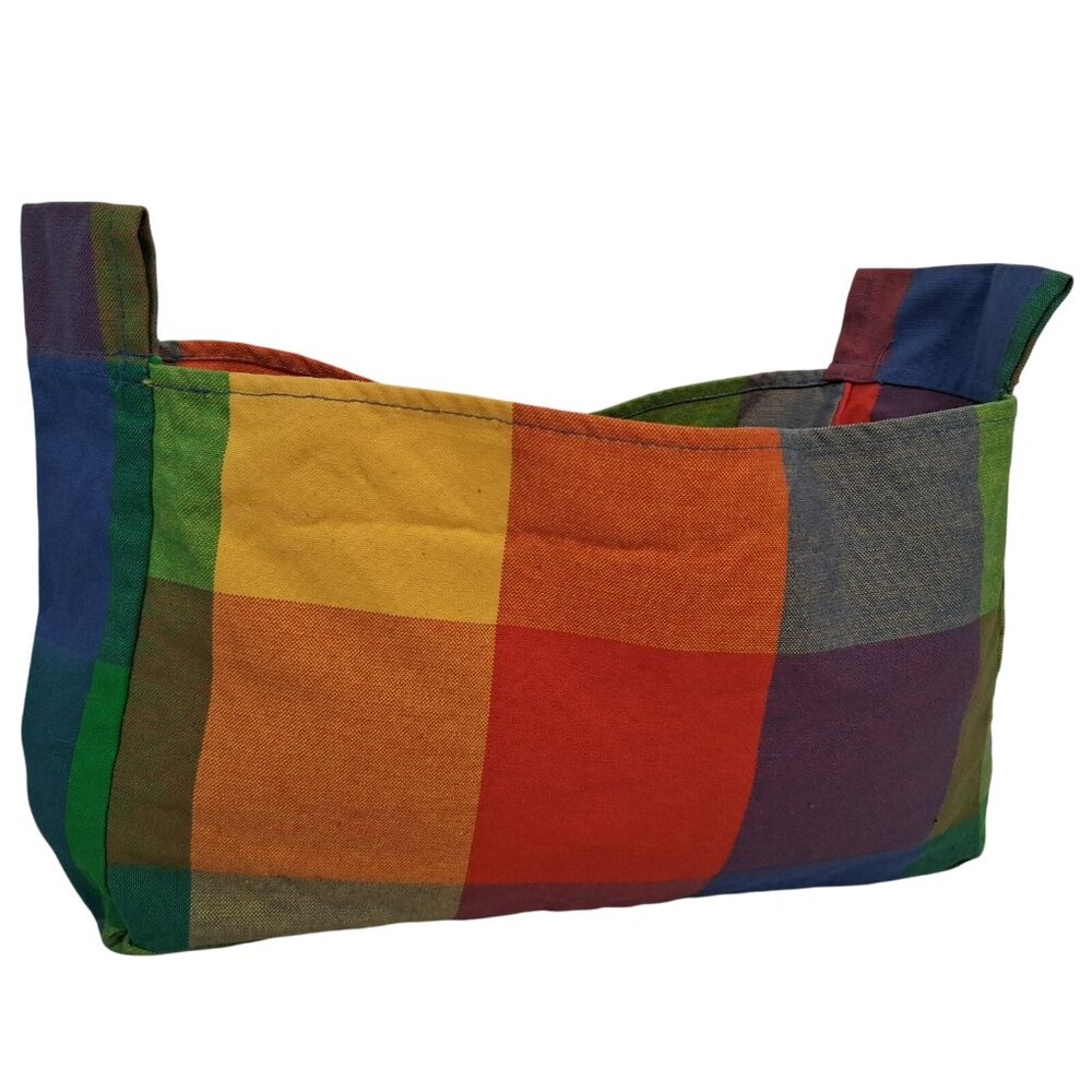 IKEA Replacement Hanging Bag Sack For Organizer Single Rainbow Plaid Canvas